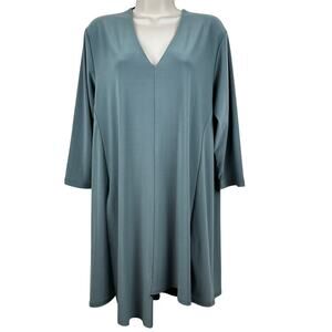 Sympli Double Over V-Neck Tunic Top Jersey Knit Sage 14 Lagenlook Minimalist